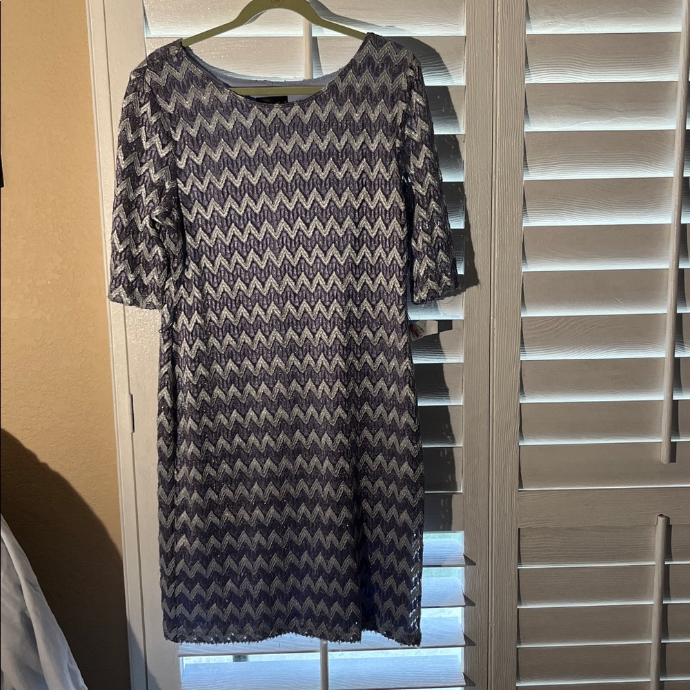 Connected Apparel Metallic Chevron Dress